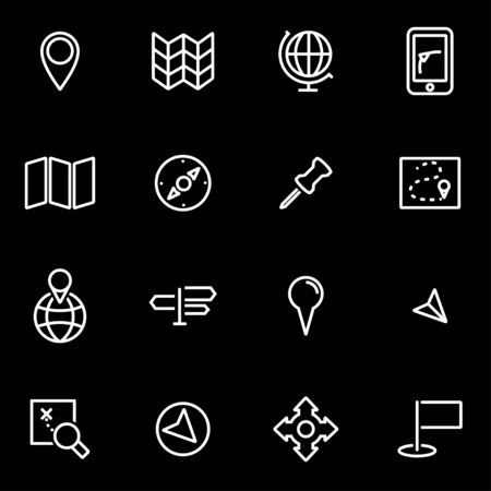 Vector line map icon set. Map Icon Object, Map Icon Picture, Map Icon Image - stock vectorのイラスト素材