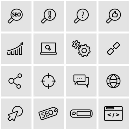 Vector line seo icon set. Seo Icon Object, Seo Icon Picture, Seo Icon Image - stock vectorのイラスト素材