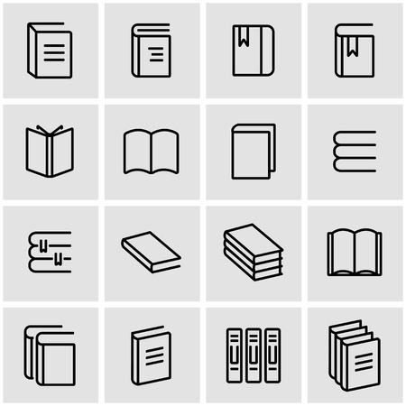 Vector line book icon set. Book Icon Object, Book Icon Picture, Book Icon Image - stock vectorのイラスト素材