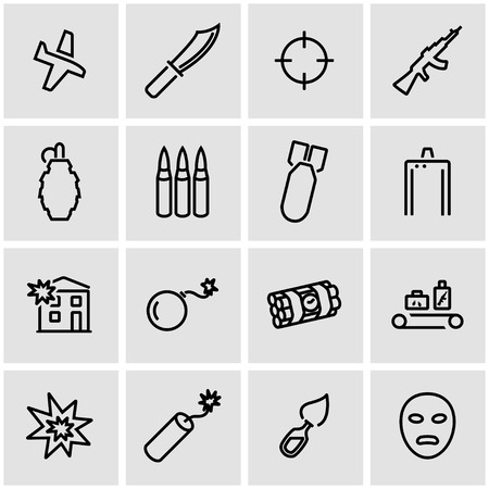 Vector line terrorism icon set.のイラスト素材
