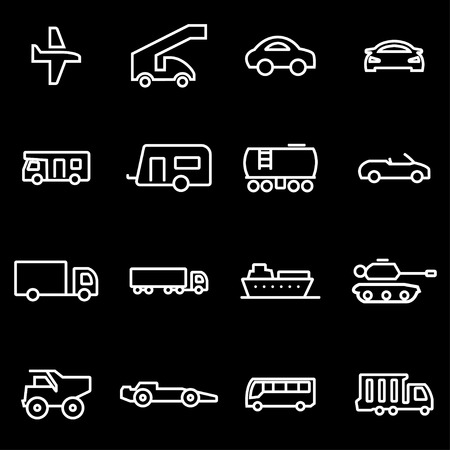 Vector line vehicles icon set. Vehicles Icon Object, Vehicles Icon Picture, Vehicles Icon Image - stock vectorのイラスト素材