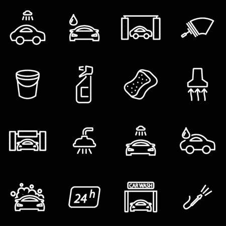 Vector line car wash icon set. Car Wash Icon Object, Car Wash Icon Picture, Car Wash Icon Image - stock vectorのイラスト素材
