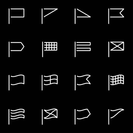 Vector line flags icon set. Flags Icon Object, Flags Icon Picture, Flags Icon Image - stock vectorのイラスト素材