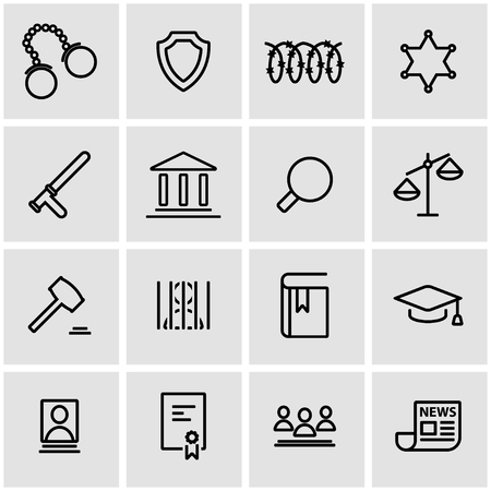 Vector line justice icon set. Justice Icon Object, Justice Icon Picture, Justice Icon Image - stock vectorのイラスト素材