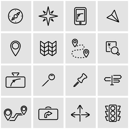 Vector line navigation icon set. Navigation Icon Object, Navigation Icon Picture, Navigation Icon Image - stock vectorのイラスト素材