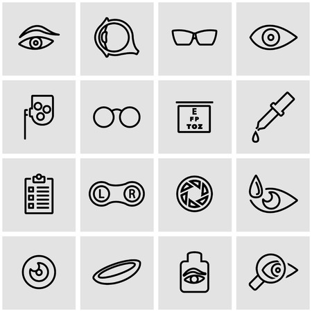Vector line optometry icon set. Optometry Icon Object, Optometry Icon Picture, Optometry Icon Image - stock vectorのイラスト素材