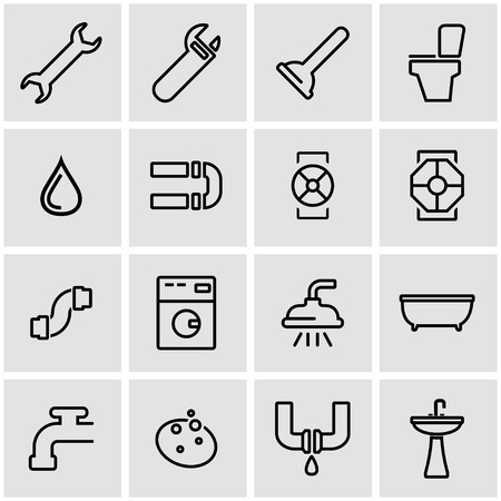 Vector line plumbing icon set. Plumbing Icon Object, Plumbing Icon Picture, Plumbing Icon Image - stock vectorのイラスト素材