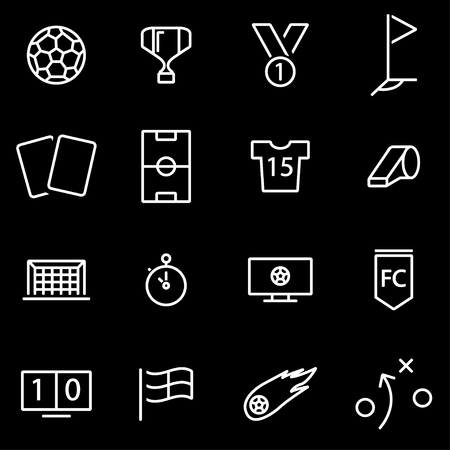 Vector line soccer icon set. Soccer Icon Object, Soccer Icon Picture, Soccer Icon Image - stock vectorのイラスト素材
