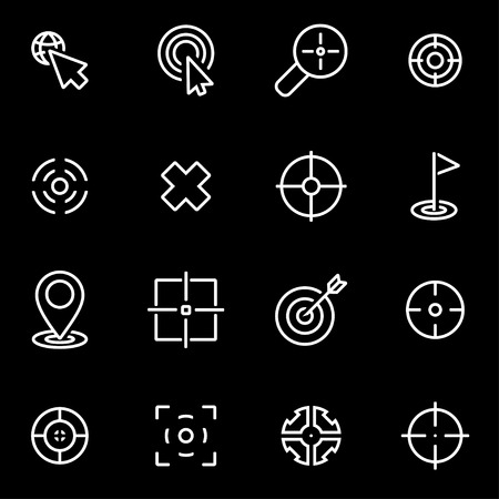 Vector line target icon set. Target Icon Object, Target Icon Picture, Target Icon Image - stock vectorのイラスト素材