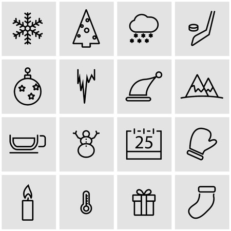 Vector line winter icon set. Winter Icon Object, Winter Icon Picture, Winter Icon Image - stock vectorのイラスト素材