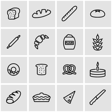 Vector line bakery icon set. Bakery  Icon Object, Bakery Icon Picture, Bakery Icon Image - stock vectorのイラスト素材