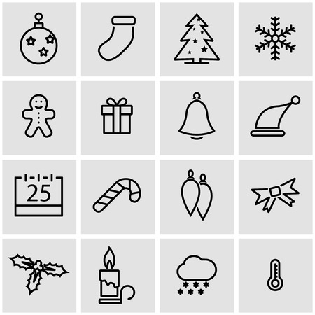 Vector line christmas icon set. Christmas Icon Object, Christmas Icon Picture, Christmas Icon Image - stock vectorのイラスト素材