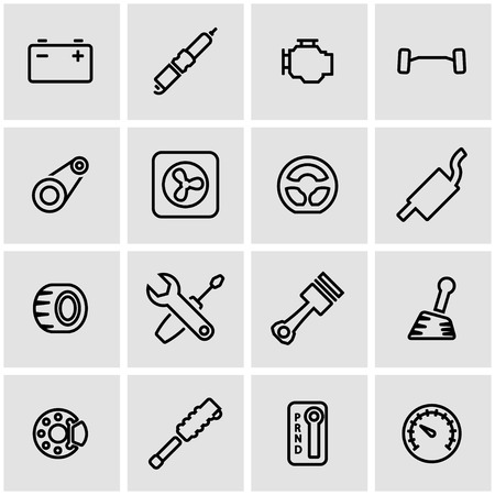 Vector line car parts icon set. Car Parts Icon Object, Car Parts Icon Picture, Car Parts Icon Image - stock vectorのイラスト素材