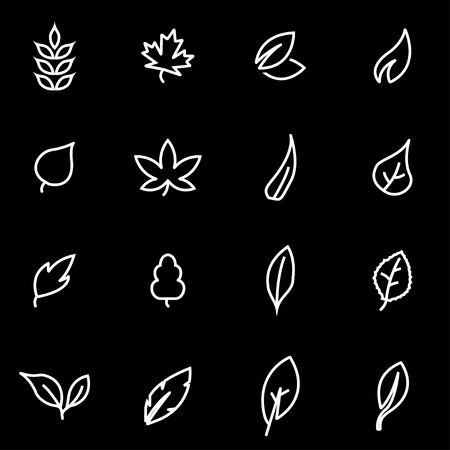 Vector line leaf icon set. Leaf Icon Object, Leaf Icon Picture, Leaf Icon Image - stock vectorのイラスト素材