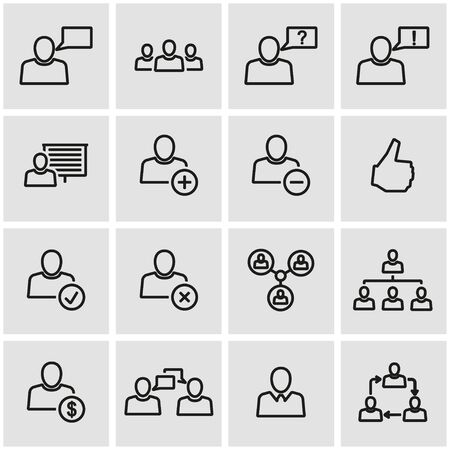 Vector line office people icon set. Office People Icon Object, Office People Icon Picture, Office People Icon Image - stock vectorのイラスト素材