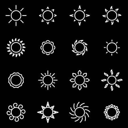 Vector line sun icon set. Sun Icon Object, Sun Icon Picture, Sun Icon Image - stock vectorのイラスト素材