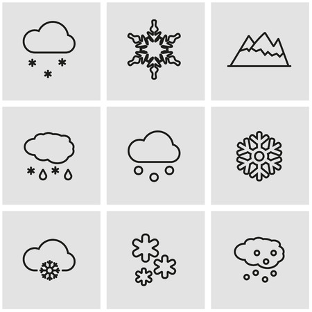 Vector line snow icon set. Snow Icon Object, Snow Icon Picture, Snow Icon Image - stock vectorのイラスト素材