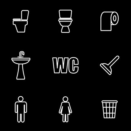 Vector line toilet icon set. Toilet Icon Object, Toilet Icon Picture, Toilet Icon Image - stock vectorのイラスト素材