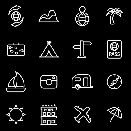 Vector line travel icon set. Travel Icon Object, Travel Icon Picture, Travel Icon Image - stock vectorのイラスト素材