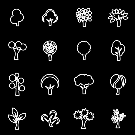 Vector line trees icon set. Trees Icon Object, Trees Icon Picture, Trees Icon Image - stock vectorのイラスト素材