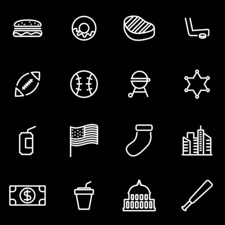 Vector line usa icon set. USA Icon Object, USA Icon Picture, USA Icon Image - stock vectorのイラスト素材