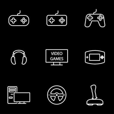 Vector line video games icon set. Video Games Icon Object, Video Games Icon Picture, Video Games Icon Image - stock vectorのイラスト素材