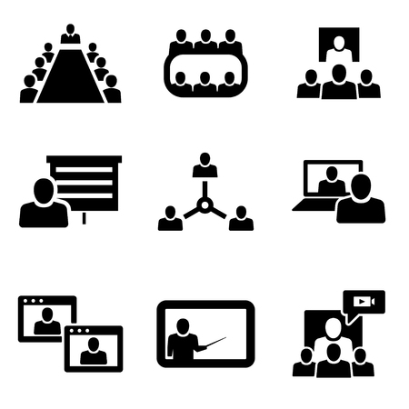 Vector Conference icons set. Business communication. Conference Icon Object, Conference Icon Picture, Conference Icon Image - stock vectorのイラスト素材