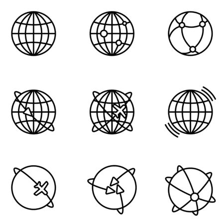 Vector Earth Global Communication icons set. Earth Global Icon Object, Earth Global Icon Picture - stock vectorのイラスト素材