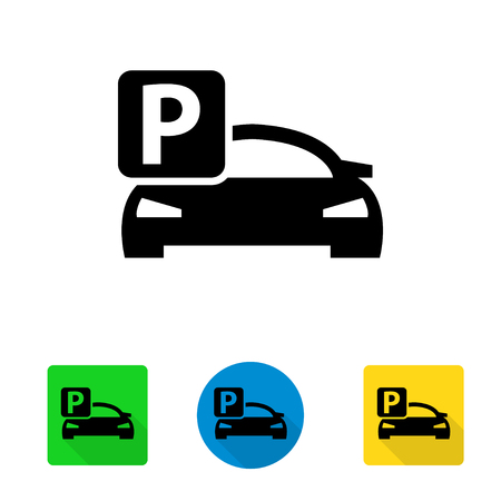 Vector black car parking icon. Car Parking Icon Object, Car Parking Icon Picture, Car Parking Icon Image - stock vectorのイラスト素材