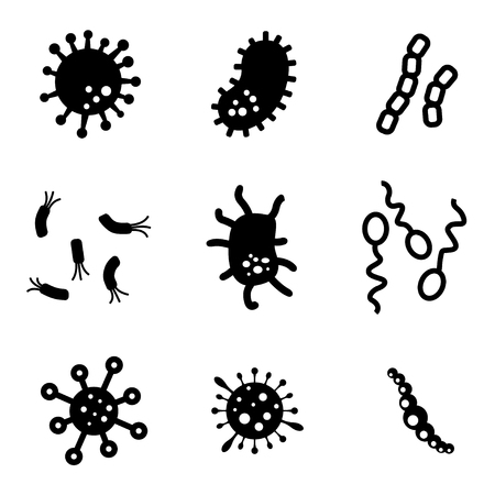 Vector black bacteria icons set. Bacteria Icon Object, Bacteria  Icon Picture, Bacteria Icon Image - stock vectorのイラスト素材