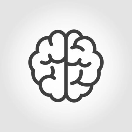 Vector black line brain icon. Brain Icon Object, Brain  Icon Picture, Brain Icon Image - stock vectorのイラスト素材