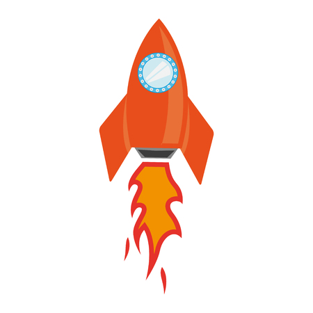 Vector rocket space ship icon on white background. Cute cartoon rocket space shipのイラスト素材