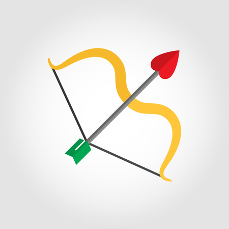 Vector flat cupid bow icon on grey background. Valentine's day Cupid bow. Cupid bow and arrow flat iconのイラスト素材