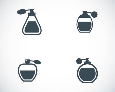 Vector black perfume icons set on white backgroundのイラスト素材