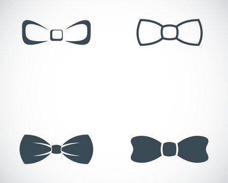 Vector black bow ties icons set on white backgroundのイラスト素材