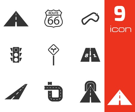 Vector black road icons set white backgroundのイラスト素材