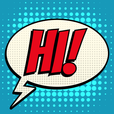Hi comic book bubble text retro styleのイラスト素材