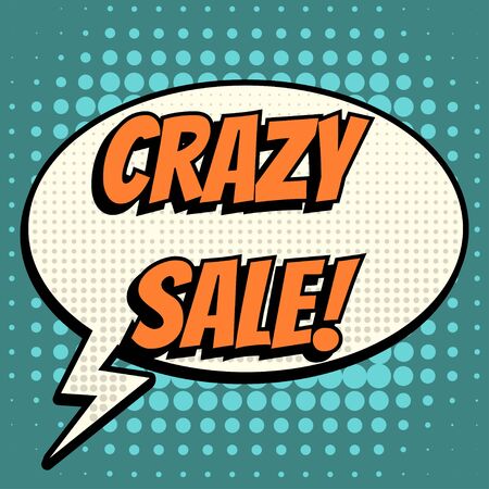 Crazy sale comic book bubble text retro styleのイラスト素材
