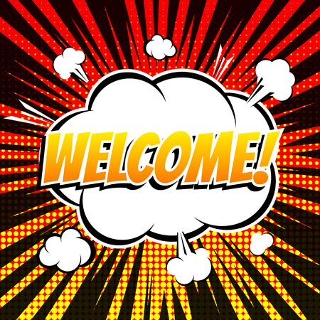 Welcome comic book bubble text retro styleのイラスト素材