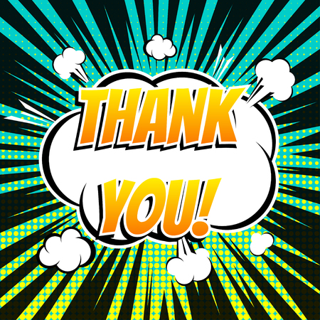 Thank you comic book bubble text retro styleのイラスト素材