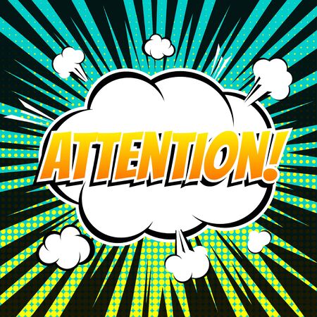 Attention comic book bubble text retro styleのイラスト素材