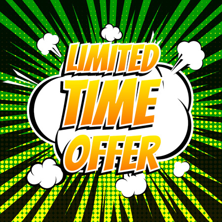 Limited time offer comic book bubble text retro styleのイラスト素材