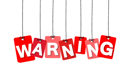 Vector colorful hanging cardboard. Tags - warning on white backgroundのイラスト素材