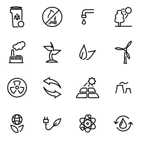 Vector illustration of thin line icons - eco on white backgroundのイラスト素材