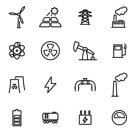 Vector illustration of thin line icons - energetics on white backgroundのイラスト素材