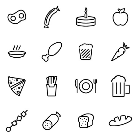 Vector illustration of thin line icons - food on white backgroundのイラスト素材