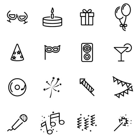 Vector illustration of thin line icons - party on white backgroundのイラスト素材