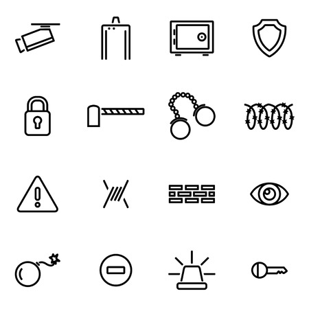 Vector illustration of thin line icons - security on white backgroundのイラスト素材