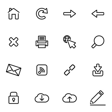 Vector illustration of thin line icons - web on white backgroundのイラスト素材