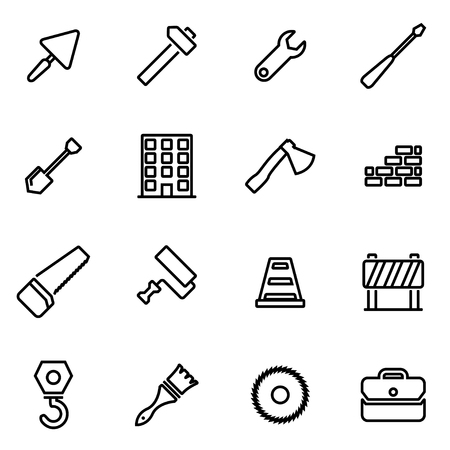 Vector line construction icon set on white backgroundのイラスト素材